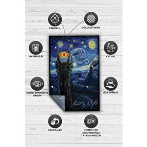 Homshtag Saurry Night Film Desenli Mavi Siyah Renkli Yüzüklerin Efendisi Halısı Film Temalı Halı