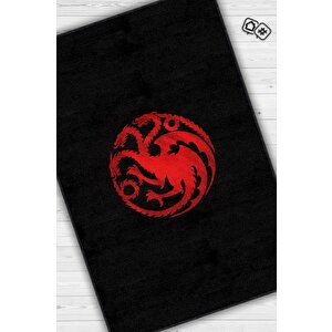 Targaryen Hanedanı Desenli Halı Game Of Thrones Film Halısı Siyah Kırmızı Film Serisi Halı 80x120 cm