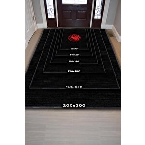 Homshtag Targaryen Hanedanı Desenli Halı Game Of Thrones Film Halısı Siyah Kırmızı Film Serisi Halı