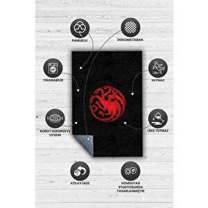 Homshtag Targaryen Hanedanı Desenli Halı Game Of Thrones Film Halısı Siyah Kırmızı Film Serisi Halı