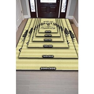 Homshtag Kaybolmam Keşfederim,kamp Hayatı Desenli Sarı Halı,kampçı Halısı,pamuklu Dokuma Tabanlı Yıkanabilir Halı