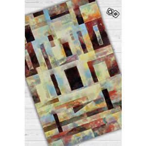 Yaza Çıkan Labirent Çok Renkli Mutfak Halısı Soyut Salon Halısı Geometrik Desenli Halı 200x300 cm