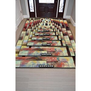 Homshtag Yaza Çıkan Labirent Çok Renkli Mutfak Halısı Soyut Salon Halısı Geometrik Desenli Halı