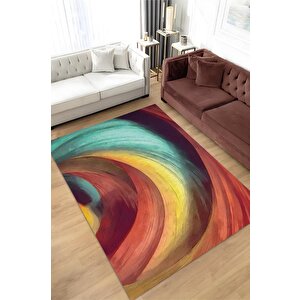 Çömlek Çok Renkli Mutfak Halısı Soyut Salon Halısı Geometrik Desenli Halı 100x150 cm