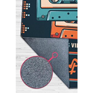 Retro Müzik Çok Renkli Müzik Sever Halısı Müzisyene Hediye Halı Müzik Figürlü Halı 160x240 cm