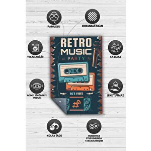 Homshtag Retro Müzik Çok Renkli Müzik Sever Halısı Müzisyene Hediye Halı Müzik Figürlü Halı