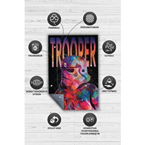 Homshtag Trooper Film Halısı Star Wars Temalı Film Halısı Siyah Kırmızı Renkli Star Wars Filmi Halı