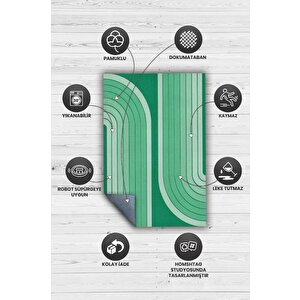 Homshtag Soyut Yeşil Oturma Odası Halısı Mid-century Yıkanabilir Dekoratif Halı Yeşil Modern Halı