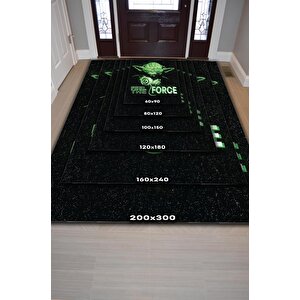 Homshtag Gücü Hisset Film Halısı Star Wars Temalı Film Halı Siyah Yeşil Renk Star Wars Filmi Halısı