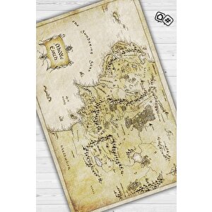 Orta Dünya Yüzüklerin Efendisi Desenli Halı Bej Renk Yüzüklerin Efendisi Film Sever Halısı 80x120 cm