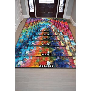 Homshtag Renkli Rüya Bahar Halısı, İnce Yazlık Halı, Çok Renkli Halı Geometrik Desenli Salon Halısı