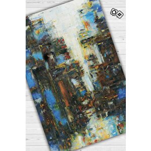 Yağmurlu Bir Hikaye Çok Renkli Mutfak Halısı Soyut Salon Halısı Özel Tasarım Halı 80x120 cm