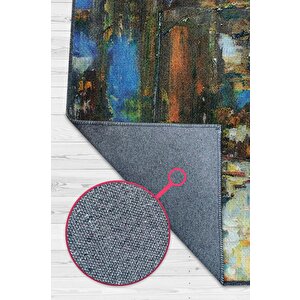 Yağmurlu Bir Hikaye Çok Renkli Mutfak Halısı Soyut Salon Halısı Özel Tasarım Halı 80x120 cm