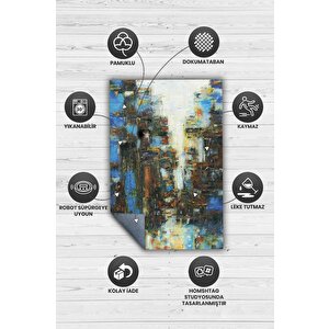 Homshtag Yağmurlu Bir Hikaye Çok Renkli Mutfak Halısı Soyut Salon Halısı Özel Tasarım Halı