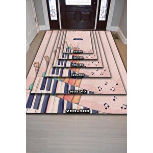 Homshtag Hayatım Müzik Art Müzik Halısı Müzik Sever Halısı Enstrüman Figürlü Renkli Modern Halı