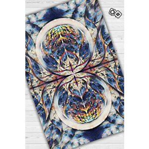 Gök Saati Çok Renkli Mutfak Halısı Soyut Salon Halısı Geometrik Desenli Özel Tasarım Halı 100x150 cm