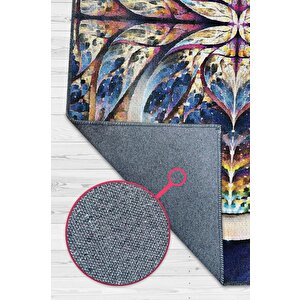 Gök Saati Çok Renkli Mutfak Halısı Soyut Salon Halısı Geometrik Desenli Özel Tasarım Halı 100x150 cm