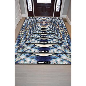 Homshtag Gök Saati Çok Renkli Mutfak Halısı Soyut Salon Halısı Geometrik Desenli Özel Tasarım Halı