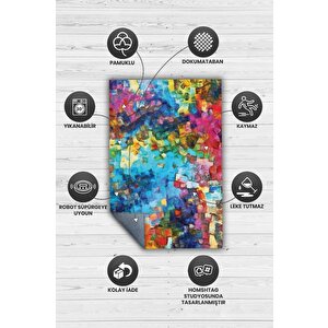 Homshtag Renkli Rüya Bahar Halısı, İnce Yazlık Halı, Çok Renkli Halı Geometrik Desenli Salon Halısı