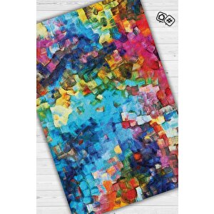 Renkli Rüya Bahar Halısı, İnce Yazlık Halı, Çok Renkli Halı Geometrik Desenli Salon Halısı 80x120 cm