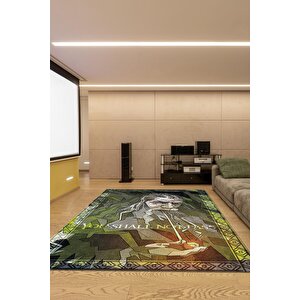 Geçiş Yok Film Desenli Yeşil Renkli Yüzüklerin Efendisi Halısı Geometrik Film Temalı Halı 200x300 cm