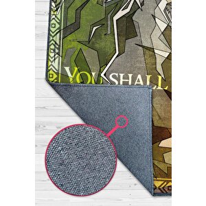 Geçiş Yok Film Desenli Yeşil Renkli Yüzüklerin Efendisi Halısı Geometrik Film Temalı Halı 200x300 cm