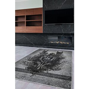 Kutsal Tohumlar Film Desenli Siyah Gri Renkli Yüzüklerin Efendisi Halısı Film Temalı Halı 200x300 cm