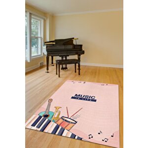 Hayatım Müzik Art Müzik Halısı Müzik Sever Halısı Enstrüman Figürlü Renkli Modern Halı 120x180 cm