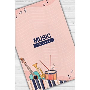 Hayatım Müzik Art Müzik Halısı Müzik Sever Halısı Enstrüman Figürlü Renkli Modern Halı 120x180 cm