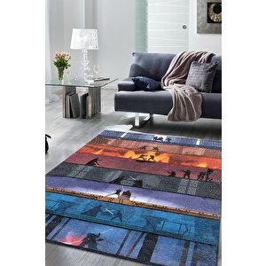 Bölümler Film Halısı Star Wars Temalı Film Halısı Çok Renkli Star Wars Filmi Halısı 80x120 cm