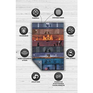 Homshtag Bölümler Film Halısı Star Wars Temalı Film Halısı Çok Renkli Star Wars Filmi Halısı