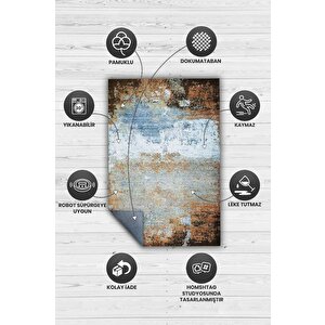 Homshtag Mavi Toprak Çok Renkli Mutfak Halısı Soyut Salon Halısı Mavi Renkli Geometrik Desenli Halı