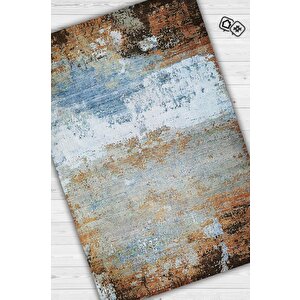 Mavi Toprak Çok Renkli Mutfak Halısı Soyut Salon Halısı Mavi Renkli Geometrik Desenli Halı 200x300 cm