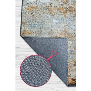 Mavi Toprak Çok Renkli Mutfak Halısı Soyut Salon Halısı Mavi Renkli Geometrik Desenli Halı 200x300 cm