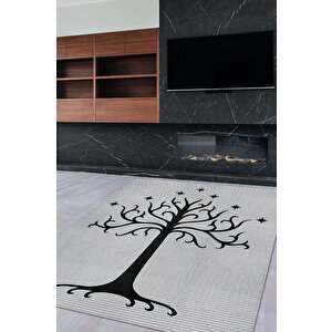 Gondor Ağacı Film Desenli Gri Siyah Renk Yüzüklerin Efendisi Halısı Film Sever Temalı Halı 200x300 cm