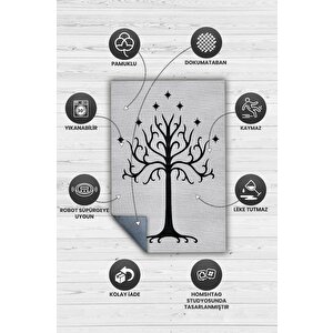 Homshtag Gondor Ağacı Film Desenli Gri Siyah Renk Yüzüklerin Efendisi Halısı Film Sever Temalı Halı