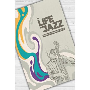 Hayatta Ve Cazda Yanlış Nota Yok  Çok Renkli Müzik Halısı Caz Sever Halı Müzisyene Hediye 80x120 cm
