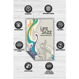 Homshtag Hayatta Ve Cazda Yanlış Nota Yok  Çok Renkli Müzik Halısı Caz Sever Halı Müzisyene Hediye