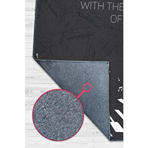 Kalbinin Ritmiyle Yürü Siyah Renkli Müzik Sever Halısı Art Müzik Halısı Piyanist Halısı 100x150 cm