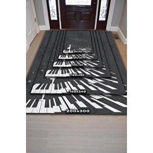 Homshtag Kalbinin Ritmiyle Yürü Siyah Renkli Müzik Sever Halısı Art Müzik Halısı Piyanist Halısı
