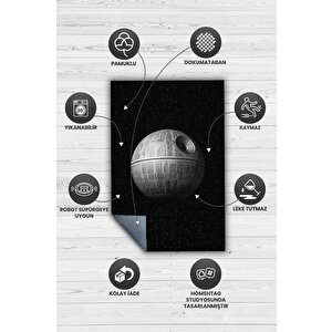 Homshtag Death Star Star Wars Desenli Halı Siyah Renkli Halı Star Wars Film Sever Halısı Modern Halı