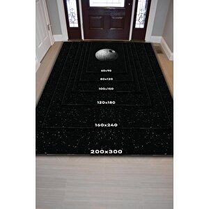 Homshtag Death Star Star Wars Desenli Halı Siyah Renkli Halı Star Wars Film Sever Halısı Modern Halı