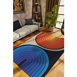 Gecem Ve Gündüzüm Ying Yang Halı Renkli Oturma Odası Halısı Minimalist Yıkanabilir Halı 120x180 cm