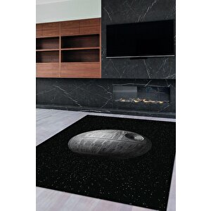 Death Star Star Wars Desenli Halı Siyah Renkli Halı Star Wars Film Sever Halısı Modern Halı 80x120 cm