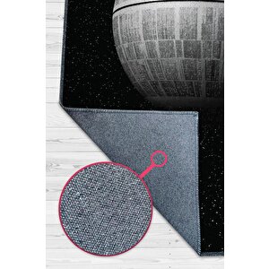 Death Star Star Wars Desenli Halı Siyah Renkli Halı Star Wars Film Sever Halısı Modern Halı 80x120 cm