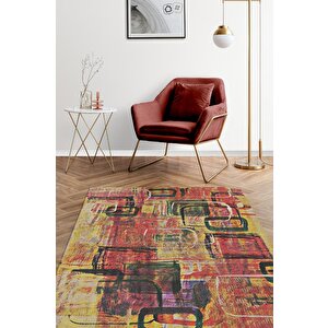 Pastel Boho Çok Renkli Mutfak Halısı Soyut Salon Halısı Geometrik Desenli Özel Tasarım Halı 100x150 cm