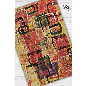 Pastel Boho Çok Renkli Mutfak Halısı Soyut Salon Halısı Geometrik Desenli Özel Tasarım Halı 100x150 cm