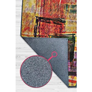 Pastel Boho Çok Renkli Mutfak Halısı Soyut Salon Halısı Geometrik Desenli Özel Tasarım Halı 100x150 cm