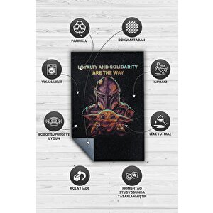 Homshtag Bizim Yolumuz Sadakat Film Halı Star Wars Temalı Film Halısı Siyah Renk Star Wars Film Halı