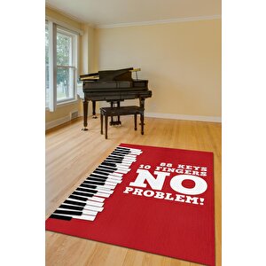 88 Tuş 10 Parmak Kırmızı Halı Piyano Müzik Sever Halı Art Müzik Halı Müzisyene Hediye Halı 160x240 cm